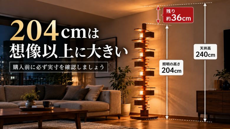 高さ204cmのタリアセンと天井高240cmのサイズ比較