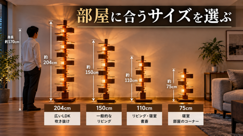 タリアセン204cm・150cm・110cm・75cmのサイズ比較