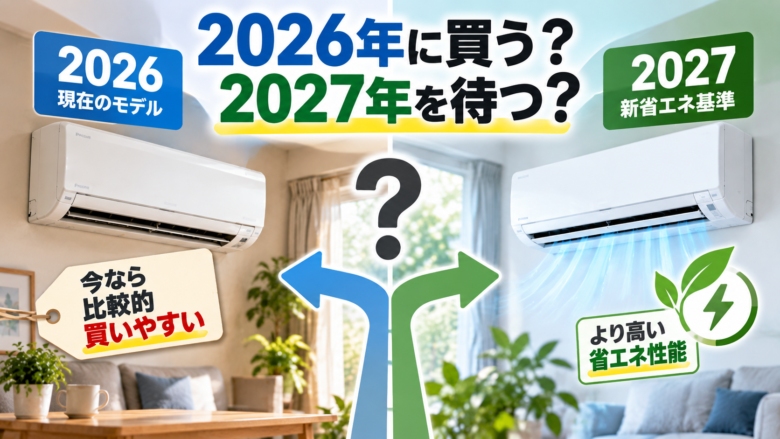2026年モデルと2027年度省エネ基準エアコンの比較
