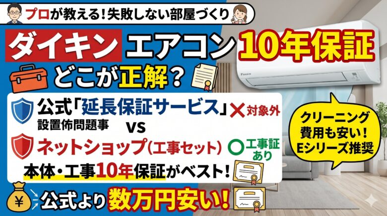 ダイキンのエアコン10年保証はどこが正解？公式とネットショップをプロ