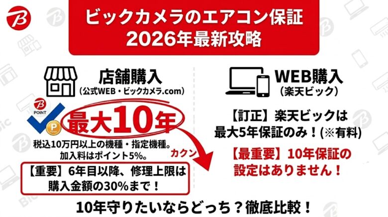 ビックのエアコン保証10年！6年目から「30%上限」の罠を暴露｜失敗 