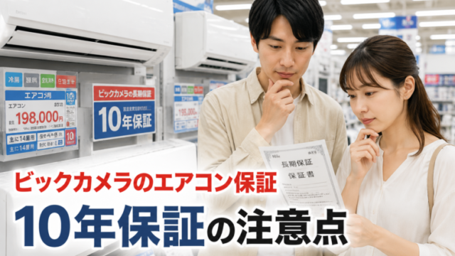 ビックカメラのエアコン10年保証の注意点を解説するイメージ