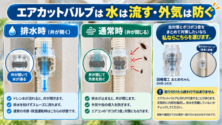 エアカットバルブの仕組みと虫・外気の侵入対策