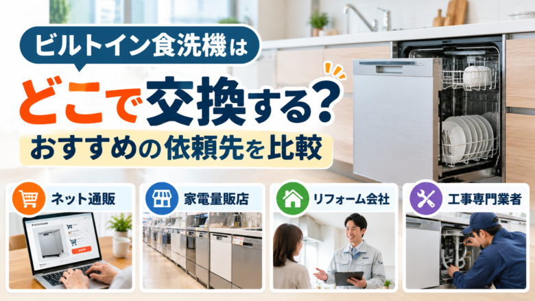 ビルトイン食洗機の交換依頼先4種類を比較。ネット通販・家電量販店・リフォーム会社・工事専門業者